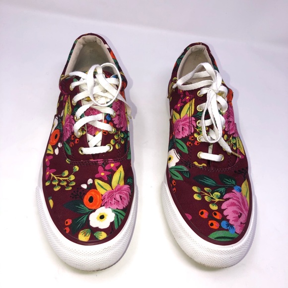 KEDS x RIFLE PAPER CO Burgundy Floral Sneakers 9